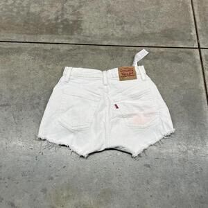 vintage levis 501 white cut off denim jean shorts jorts size 25 WOMENS